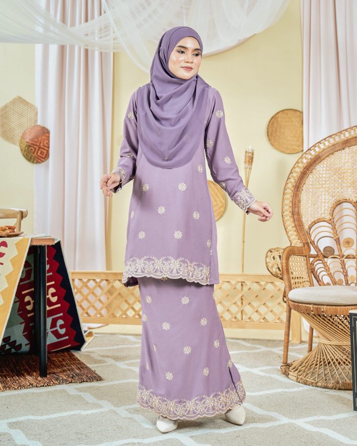 Baju Kurung Moden Sulam Songket Dayang Anisha - Periwinkle - Image 3