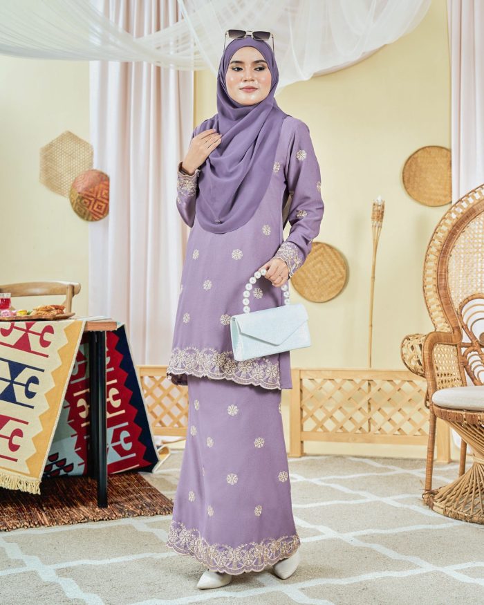 Baju Kurung Moden Sulam Songket Dayang Anisha - Periwinkle - Image 4