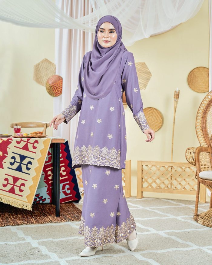 Baju Kurung Moden Sulam Songket Dayang Suhaila - Iris Purple