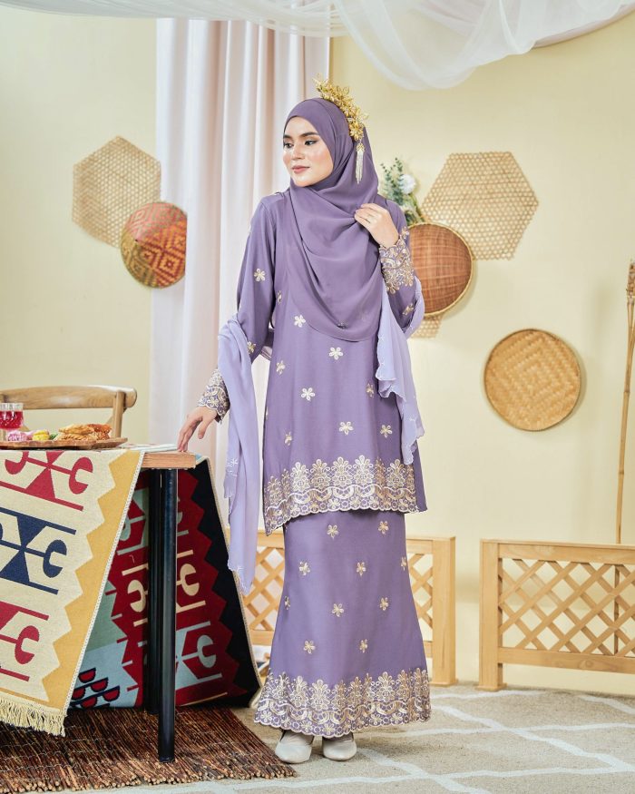 Baju Kurung Moden Sulam Songket Dayang Suhaila - Iris Purple - Image 5