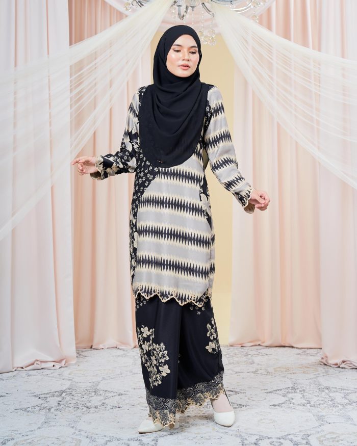 Baju Kurung Moden Batik Puteri Maya Laluna X MCC - Ash Black - Image 6