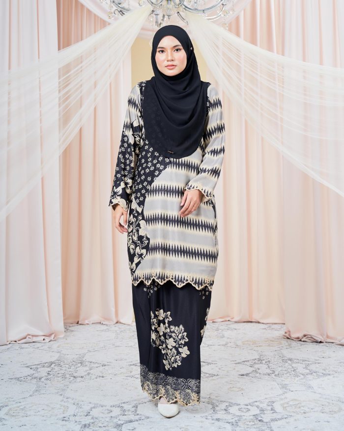 Baju Kurung Moden Batik Puteri Maya Laluna X MCC - Ash Black