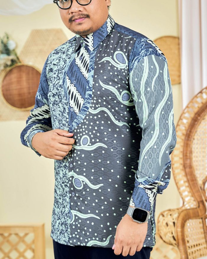 Baju Kemeja Batik Sultan 9.0 - Armani Slate Grey - Image 2