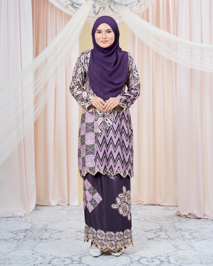 Baju Kurung Moden Batik Puteri Sari Laluna X MCC - Plum Purple