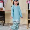 Baju Kurung Moden Batik Lace Sultanah Kids 10.0 - Adlina Sky Blue - Image 2