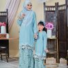 Baju Kurung Moden Batik Lace Sultanah Kids 10.0 - Adlina Sky Blue - Image 4
