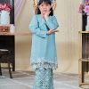 Baju Kurung Moden Batik Lace Sultanah Kids 10.0 - Adlina Sky Blue - Image 3