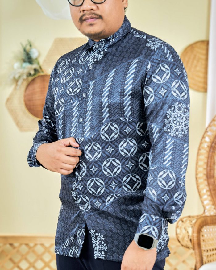 Baju Kemeja Batik Sultan 8.0 - Akbar Dark Blue - Image 2