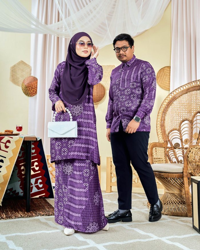 Baju Kurung Moden Batik Sultanah 8.0 - Akbar Purple Iris - Image 5