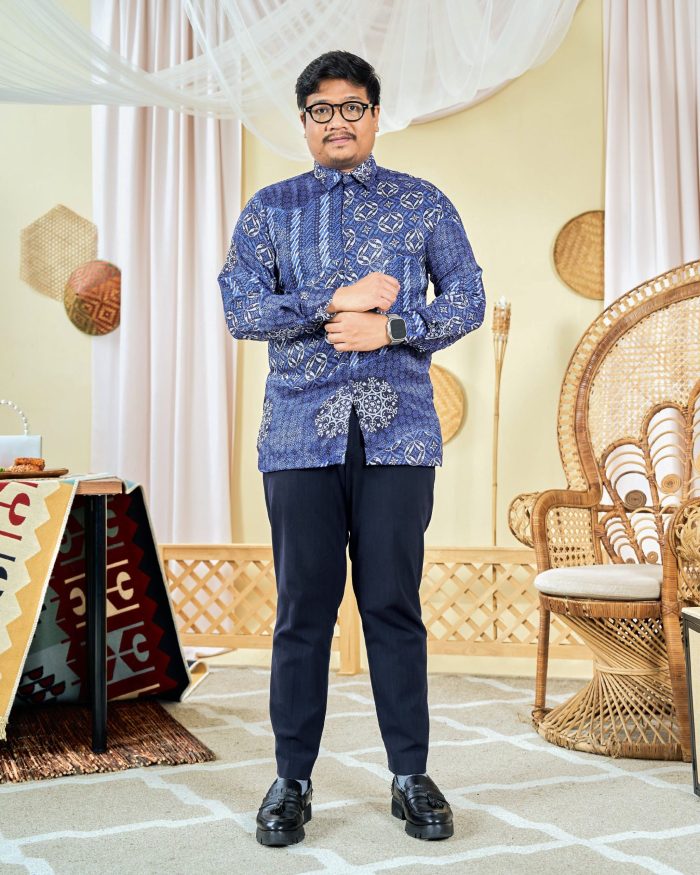 Baju Kemeja Batik Sultan 8.0 - Akbar Space Blue