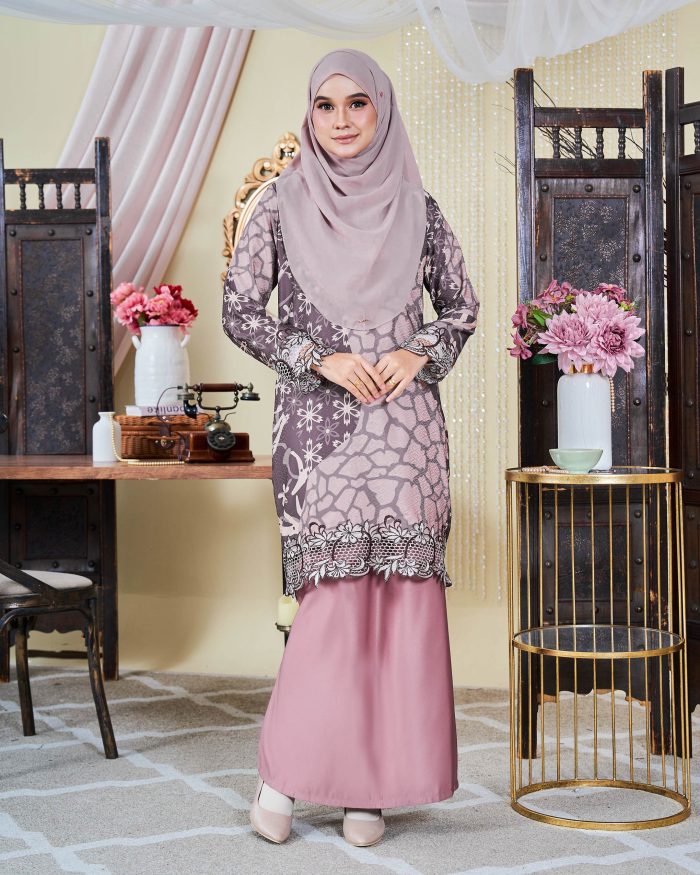 Baju Kurung Moden Batik Sulam Sultanah 10.0 - Alena Purple