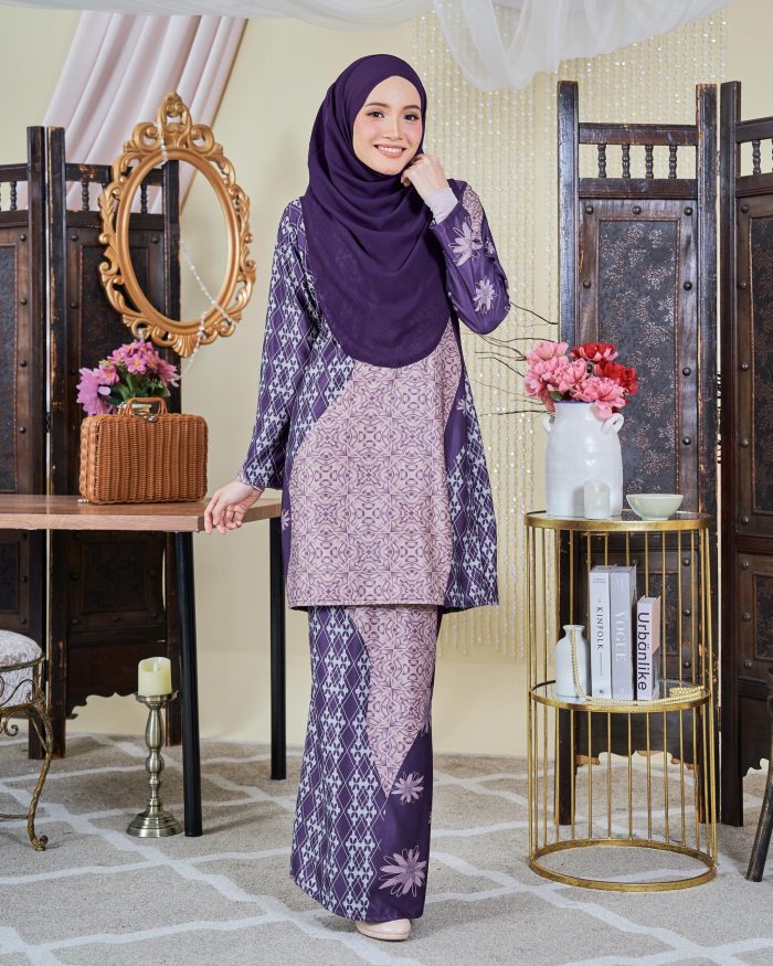 Baju Kurung Moden Batik Sultanah 9.0 - Arena Deep Purple - Image 6