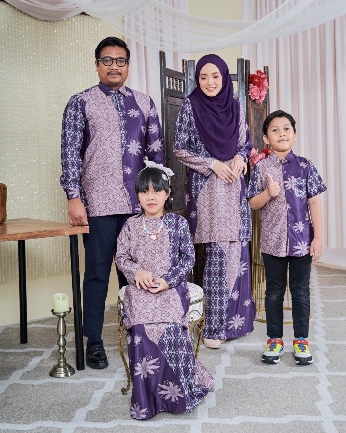 Baju Kurung Moden Batik Sultanah Kids 9.0 - Arena Deep Purple - Image 4