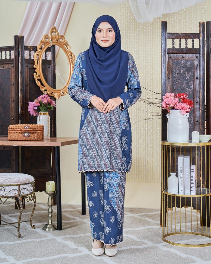 Baju Kurung Moden Batik Sultanah 9.0 - Jiwa Denim Blue