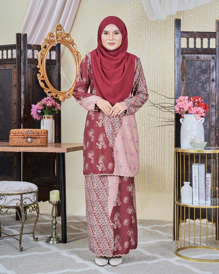 Baju Kurung Moden Batik Sultanah 9.0 - Jiwa Rose Maroon