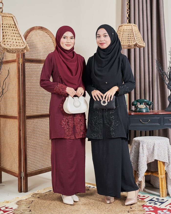 Baju Kebarung Sultanah - Nilamsari Maroon - Image 5