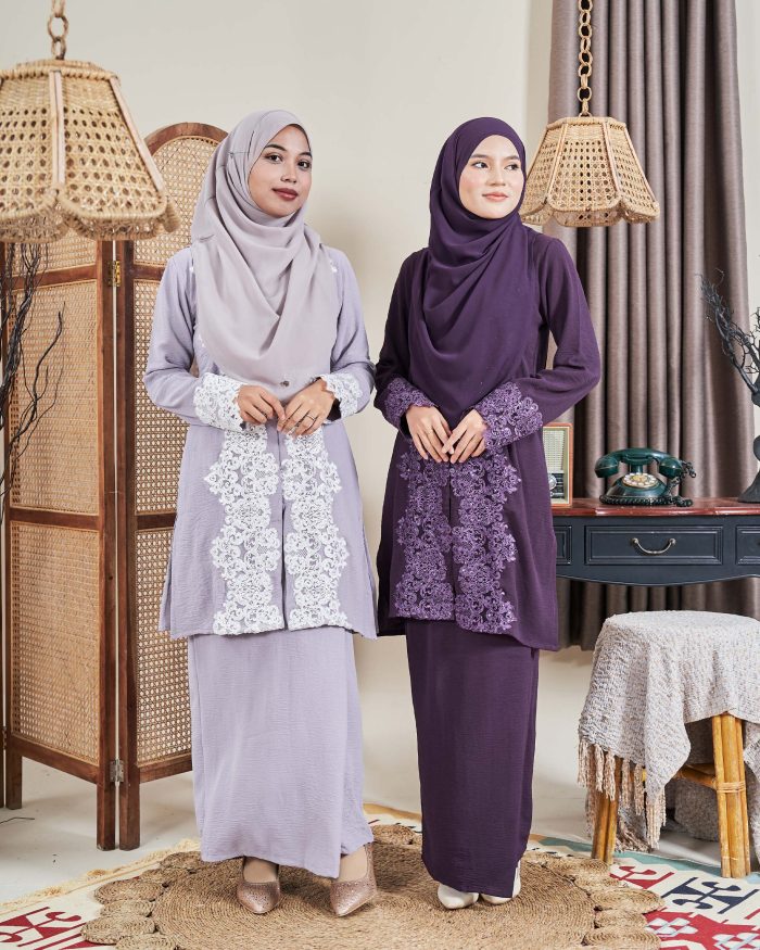 Baju Kebarung Sultanah - Nilamsari Steel Grey - Image 4