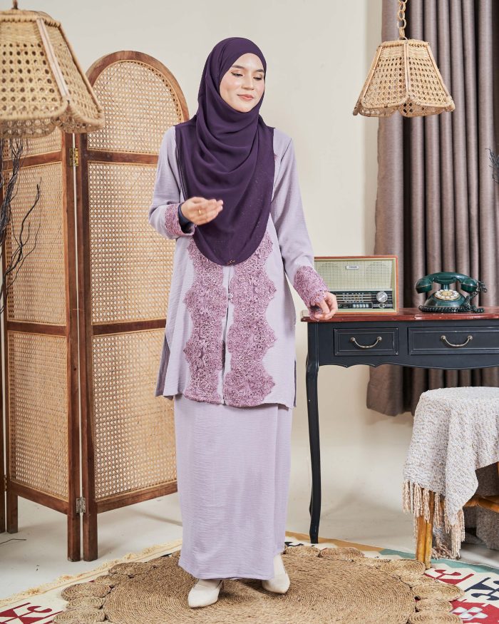 Baju Kebarung Sultanah - Nilamsari Dusty Lilac - Image 2