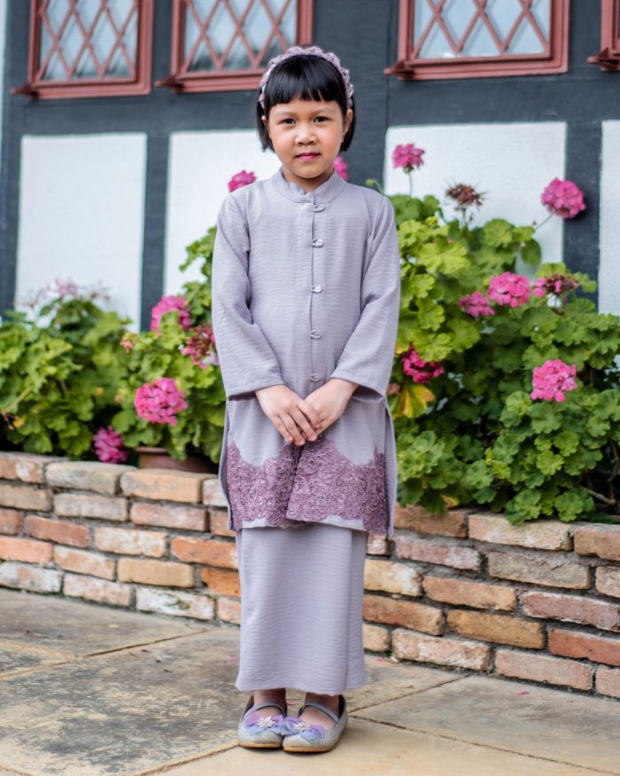 Baju Kebarung Sultanah Kids - Nilamsari Dusty Lilac