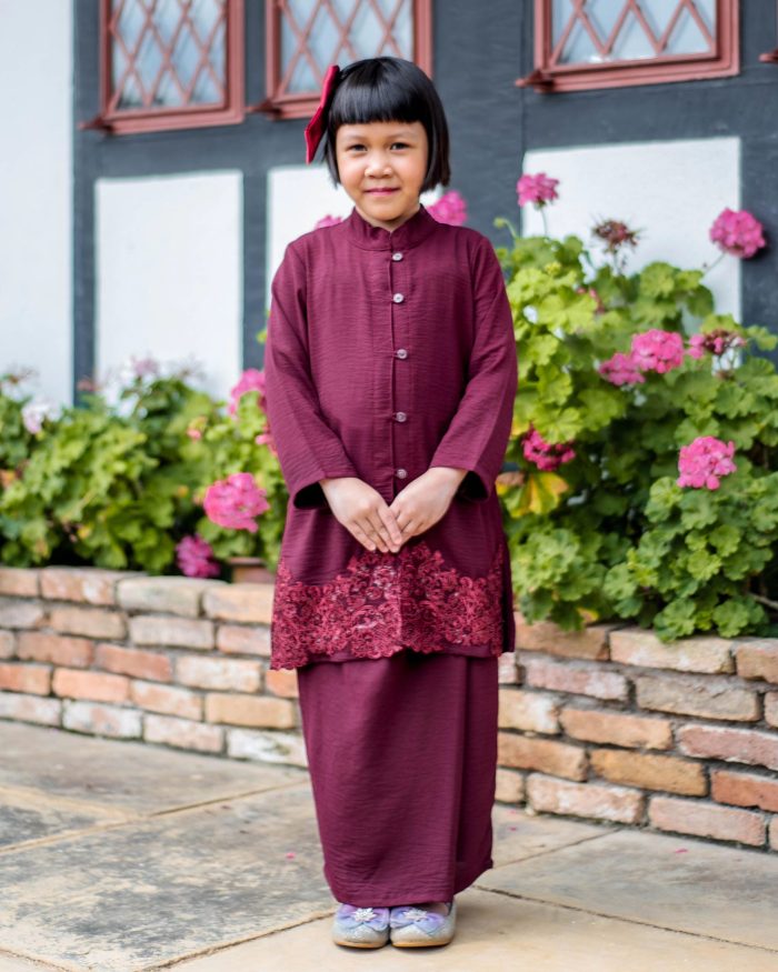 Baju Kebarung Sultanah Kids - Nilamsari Maroon