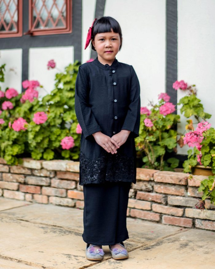 Baju Kebarung Sultanah Kids - Nilamsari Matte Black