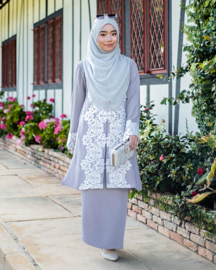 Baju Kebarung Sultanah - Nilamsari Steel Grey - Image 5