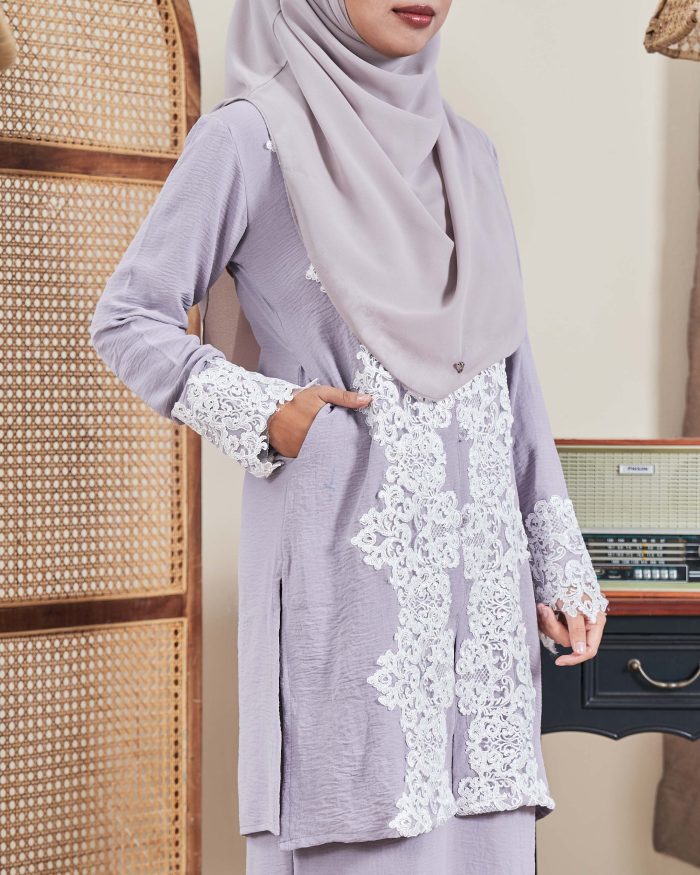 Baju Kebarung Sultanah - Nilamsari Steel Grey - Image 3