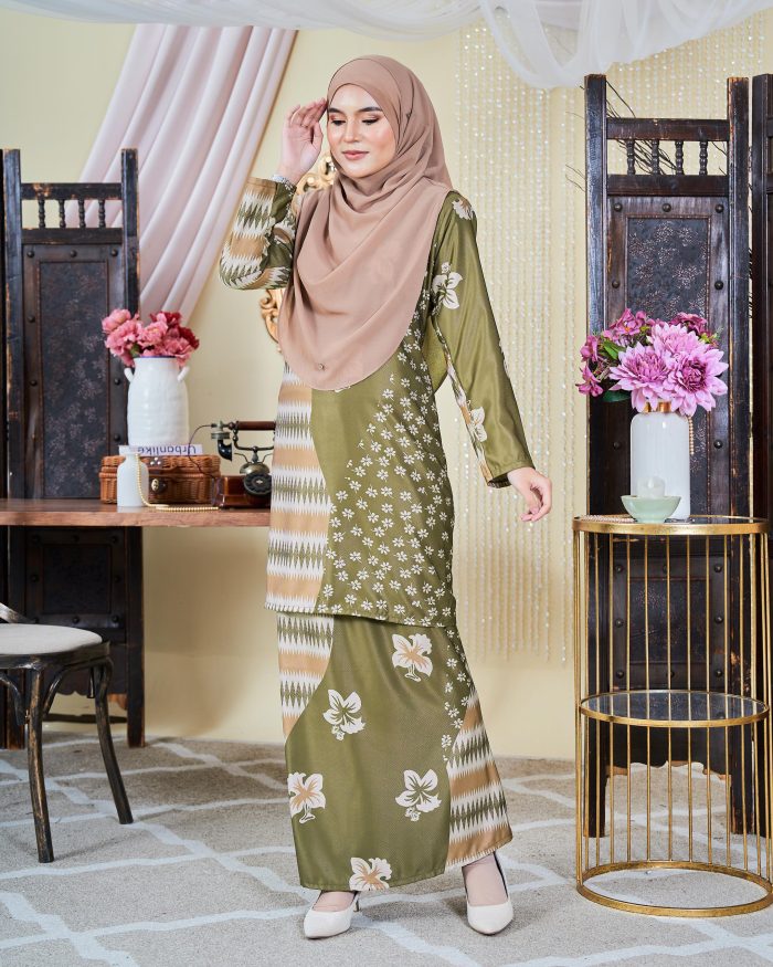 Baju Kurung Moden Batik Sultanah 9.0 - Rayana Moss Olive