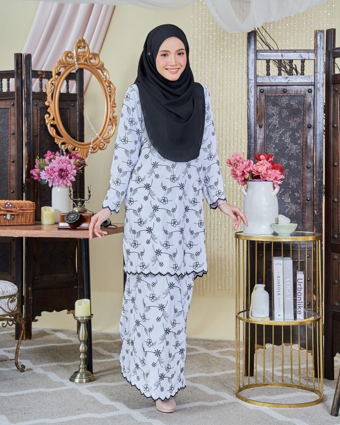 Baju Kurung Moden Sulam Sultanah - Seri Pure White - Image 3