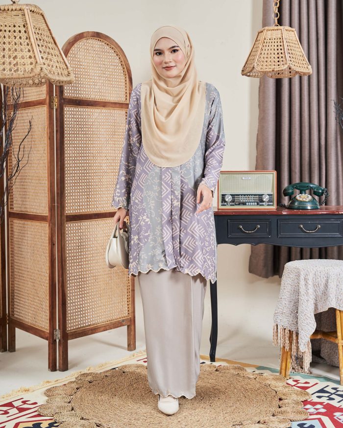 Baju Kebarung Sultanah - Setialam Iris Grey