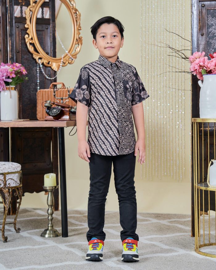Baju Kemeja Batik Sultan Kids 9.0 - Setiawan Black