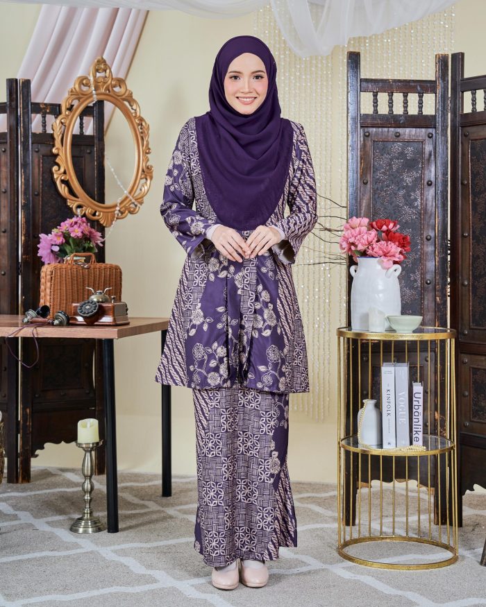 Baju Kebarung Moden Batik Sultanah 9.0 - Setiawan Deep Purple