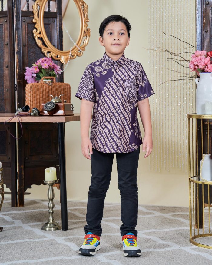 Baju Kemeja Batik Sultan Kids 9.0 - Setiawan Deep Purple