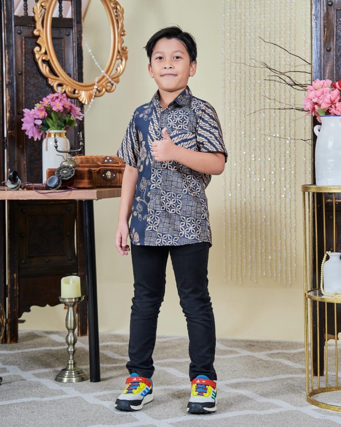 Baju Kemeja Batik Sultan Kids 9.0 - Setiawan Navy Blue - Image 2
