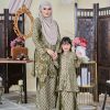 Baju Kebarung Moden Batik Sultanah Kids 9.0 - Setiawan Olive Green - Image 3