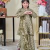 Baju Kebarung Moden Batik Sultanah Kids 9.0 - Setiawan Olive Green - Image 2