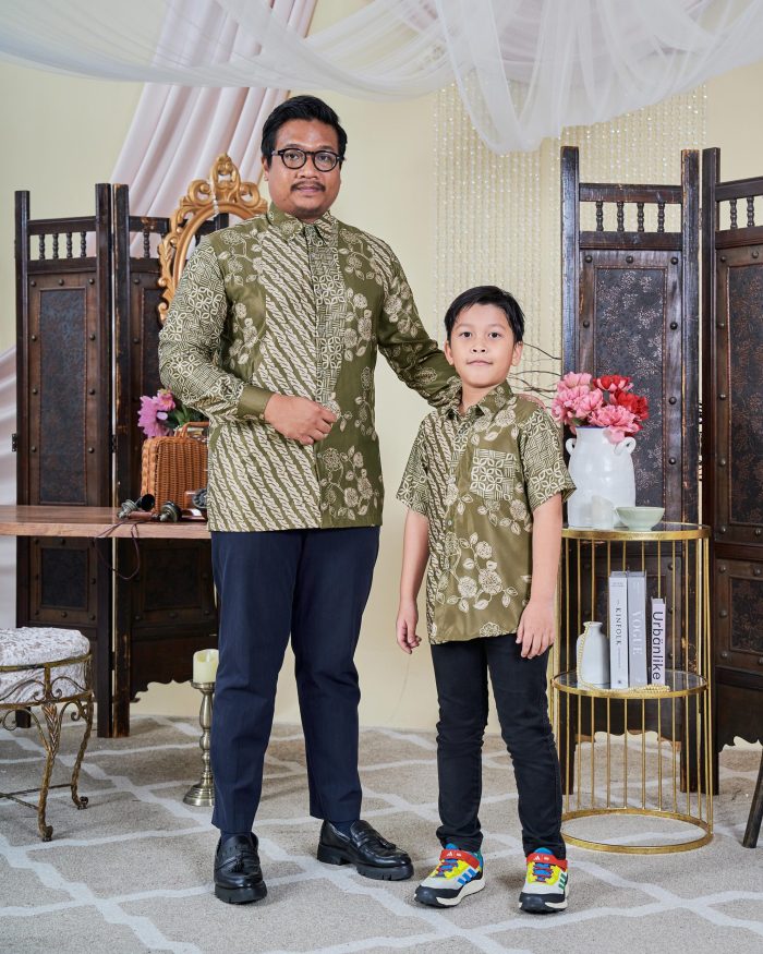 Baju Kemeja Batik Sultan Kids 9.0 - Setiawan Olive Green - Image 3