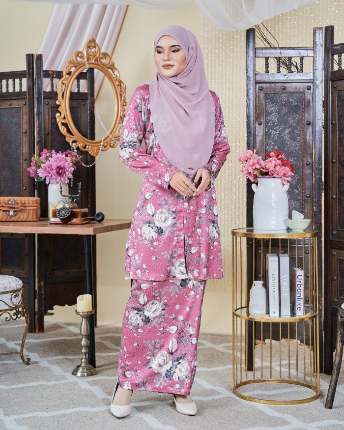 Baju Kebarung Moden Shafaa - Sweet Pink - Image 2