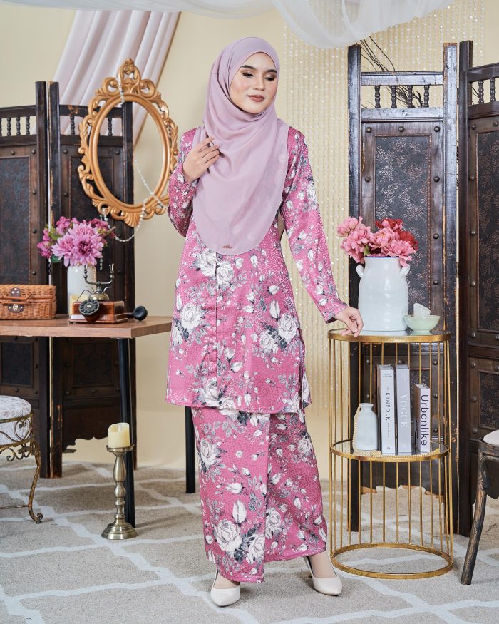 Baju Kebarung Moden Shafaa - Sweet Pink - Image 3