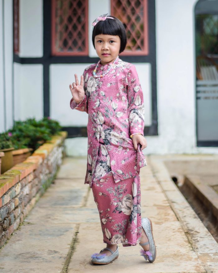 Baju Kebarung Moden Shafaa Kids - Sweet Pink