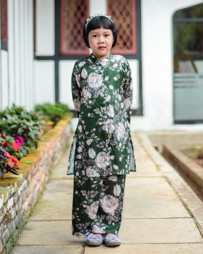 Baju Kebarung Moden Shafaa Kids - Emerald Green - Image 3