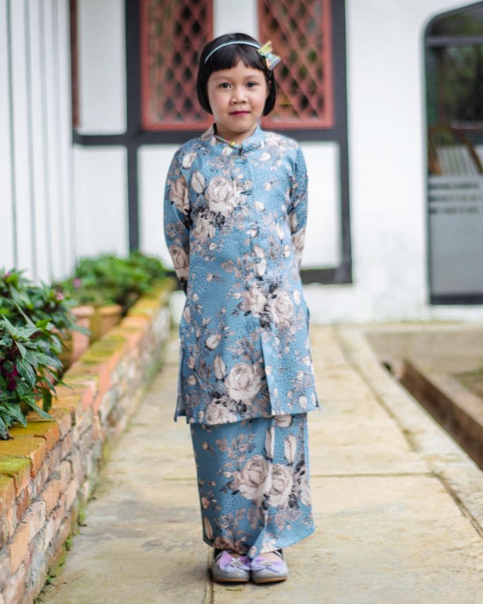Baju Kebarung Moden Shafaa Kids - Baby Blue