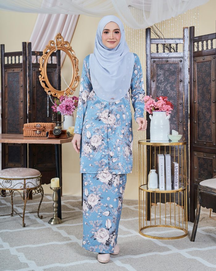 Baju Kebarung Moden Shafaa - Baby Blue - Image 2