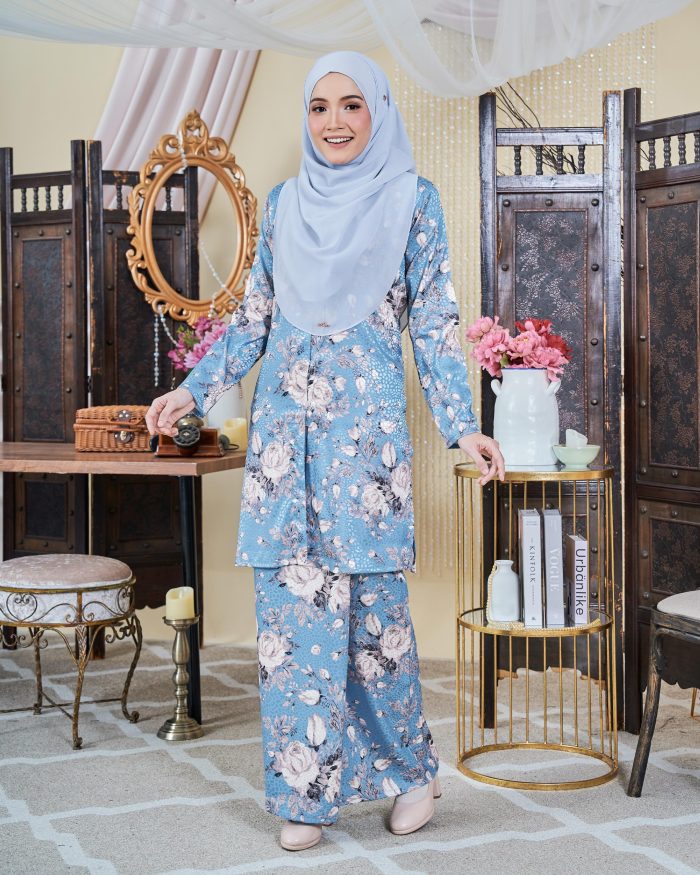 Baju Kebarung Moden Shafaa - Baby Blue