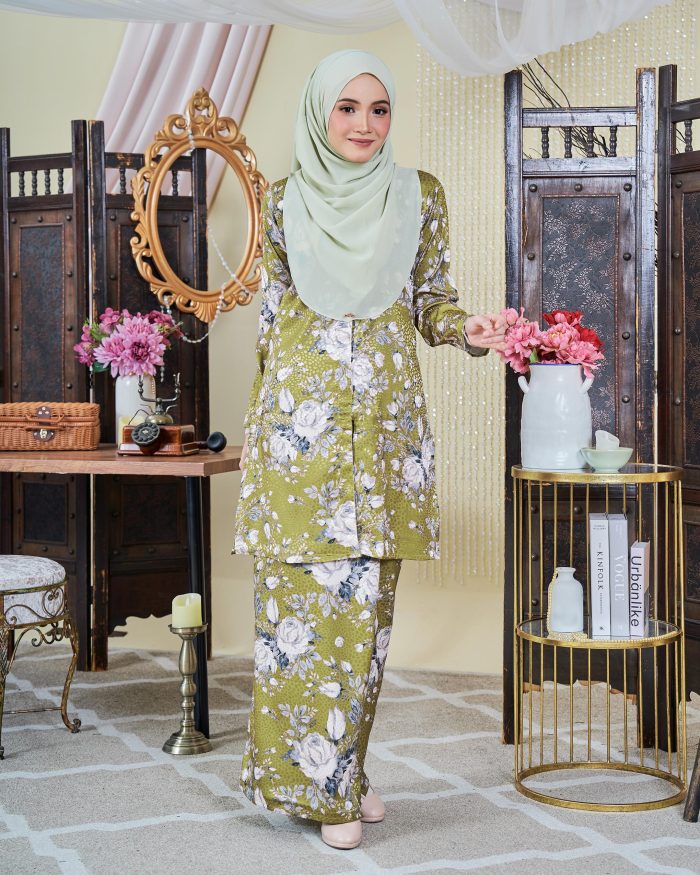 Baju Kebarung Moden Shafaa - Lime Green