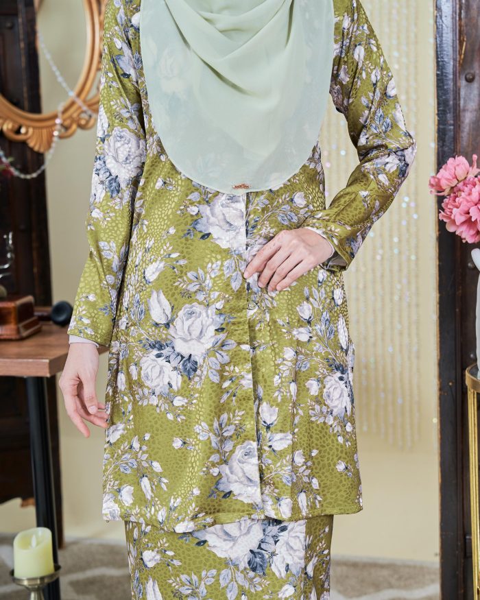 Baju Kebarung Moden Shafaa - Lime Green - Image 3