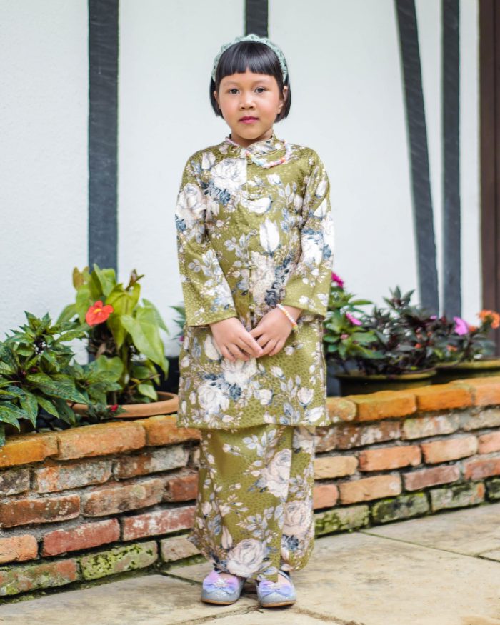 Baju Kebarung Moden Shafaa Kids - Lime Green