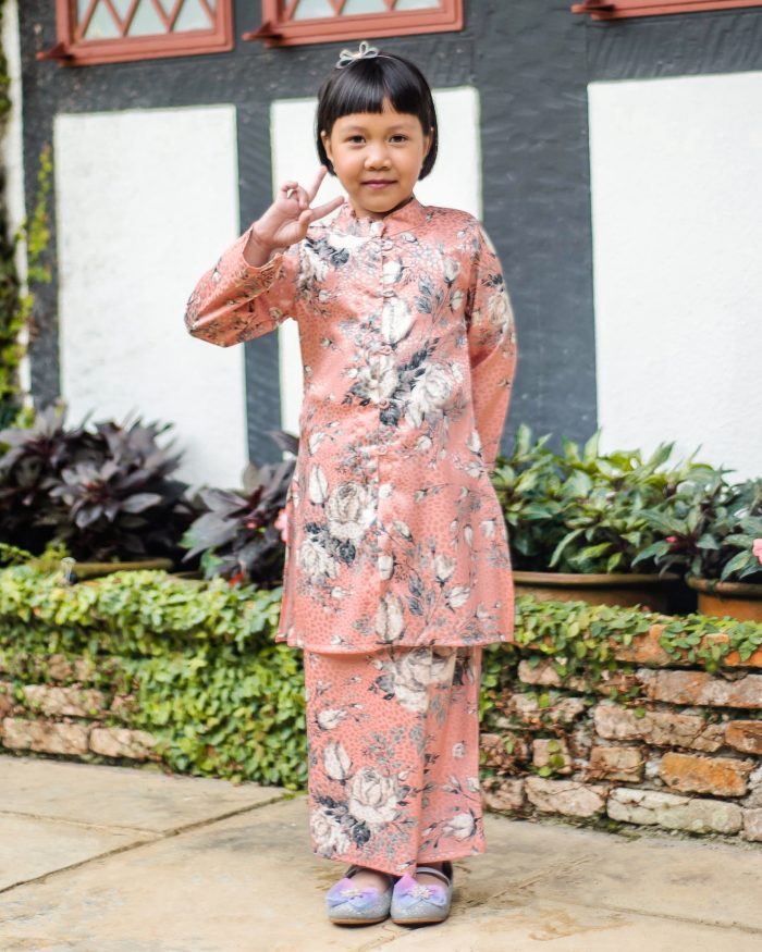 Baju Kebarung Moden Shafaa Kids - Peach