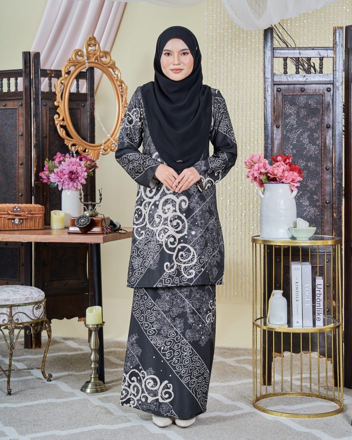 Baju Kurung Moden Batik Sultanah 9.0 - Takzim Ash Grey