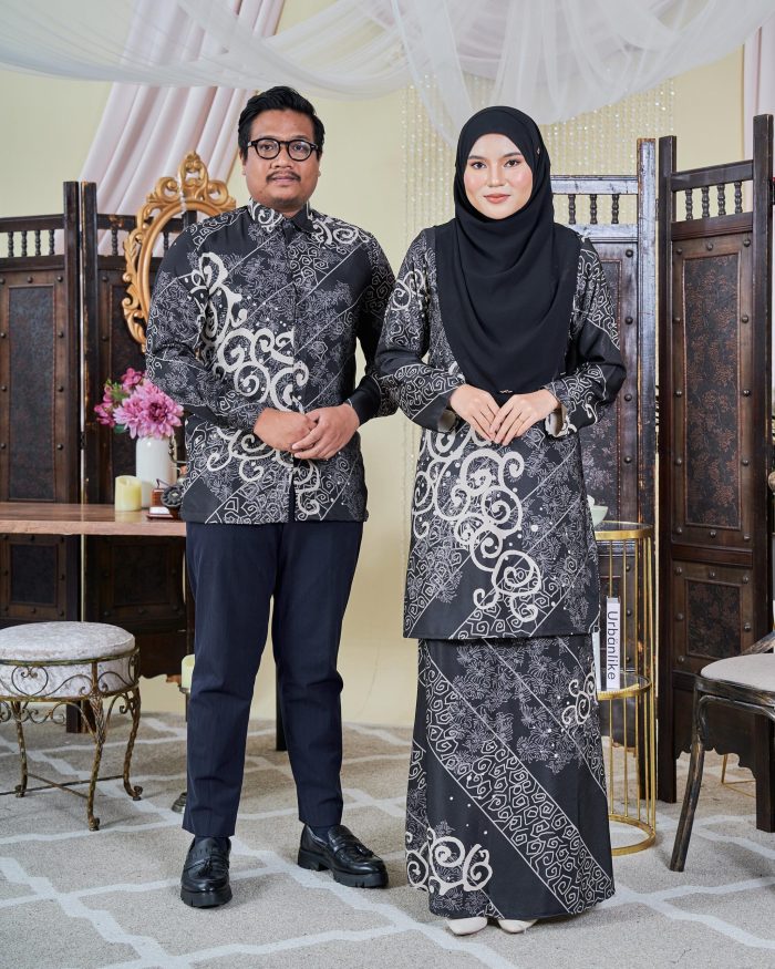 Baju Kurung Moden Batik Sultanah 9.0 - Takzim Ash Grey - Image 4